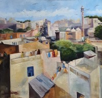 Israr Hussain, Shahi Mohalla, 24 x 24 Inch, Oil on Canvas, Cityscape Painting, AC-ISHN-010